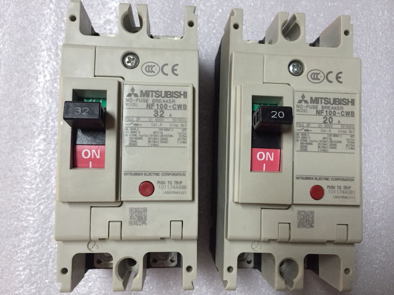  Mitsubishi NV100FHU 3P 63A 75A 50mA CIRCUIT BREAKER 