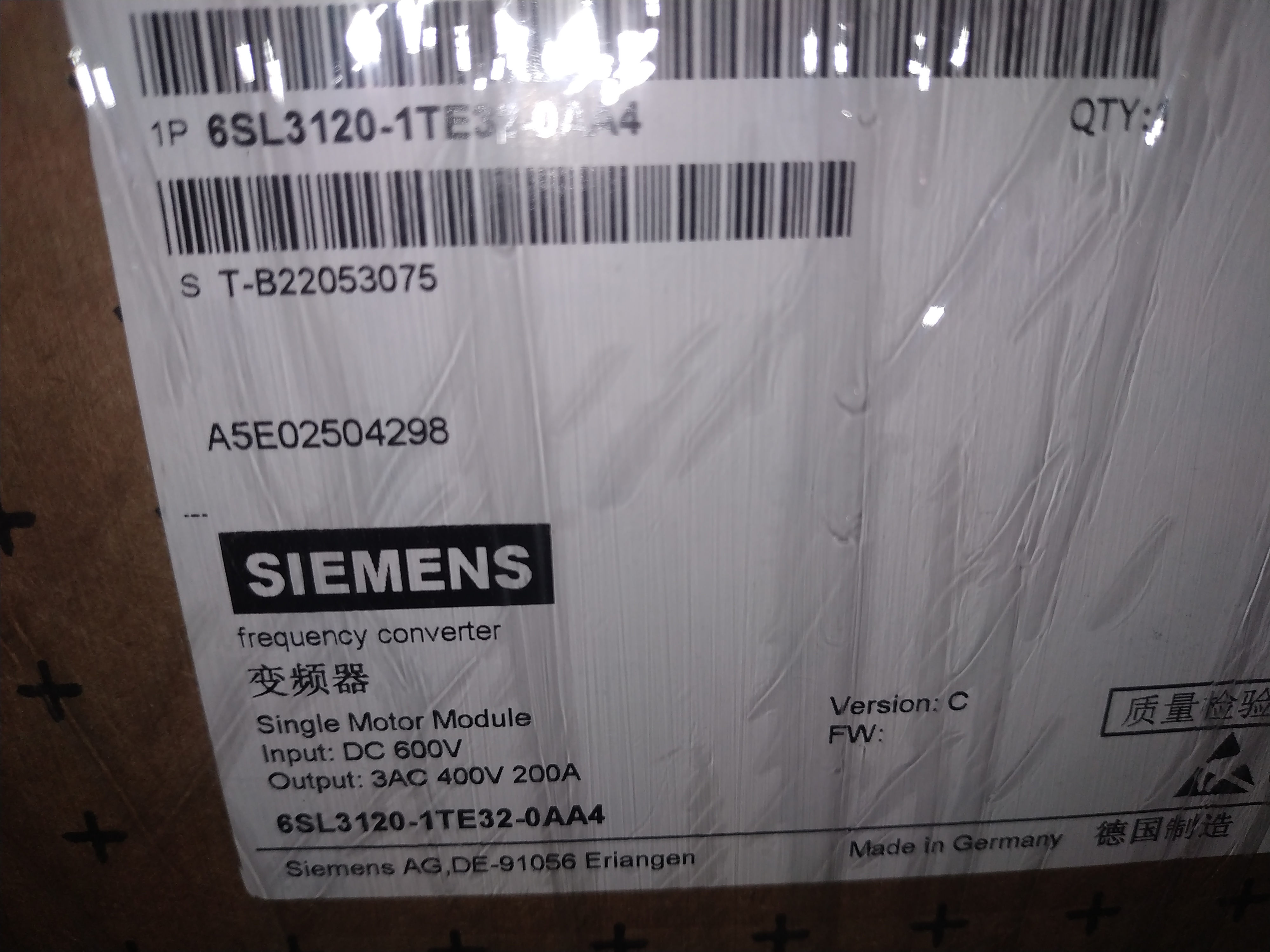  Siemens 6SL3120-1TE32-0AA4